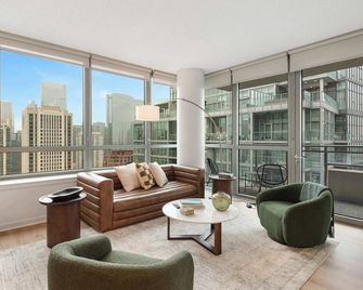 Brand-New West Loop 3BR + City Views for Families - 芝加哥 - 客廳