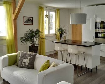 4 stars, fantastic location with Alpine panorama, excl. Equipment, bright and quiet - Ühlingen-Birkendorf - Wohnzimmer