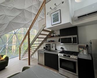 Aurora Luxury Dome + Hot Tub + Sauna + N MI + Kitchen + Bathroom + King + Queen! - Benzonia - Cocina