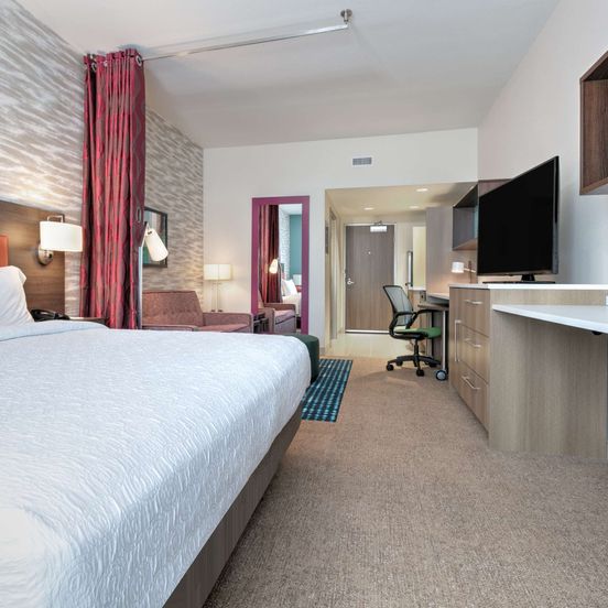Bedroom view of Home2 Suites by Hilton Tulsa Airport