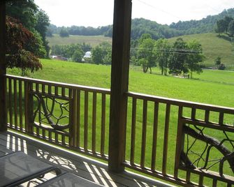 Secluded dog-friendly mountain cabin on 50 acres 25 minutes from Asheville - Mars Hill - Balcony