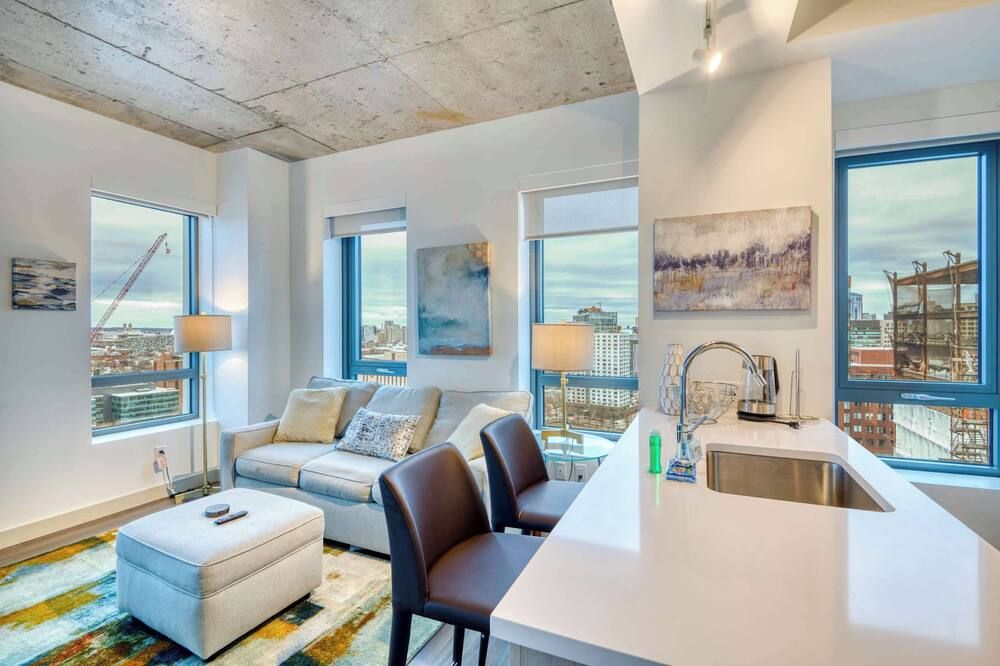 Modern Apt In Kendall Square - קיימברידג' - סלון