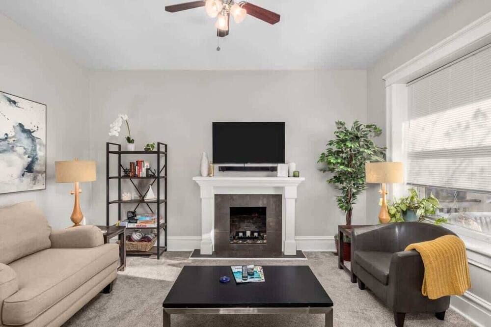 Walk to Forest Park Euclid Fire Pit Porch Swing - سانت لويس - غرفة معيشة