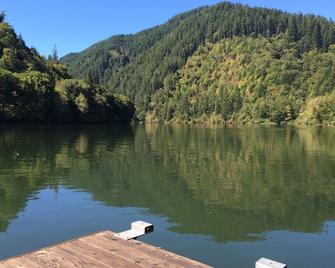Fish, Hunt Or Relax - Riverfront Cozy 2bd Cabin On Umpqua River Fenced 1.5 Acres - Scottsburg - Vista del exterior