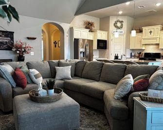 Splash pad, Pool, & Catch and Release Pond - Bixby - Living room