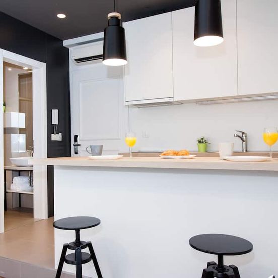 Kitchen view of Loox serviced apartments Hatzova