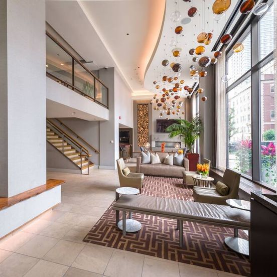 Lobby view of Hotel Felix Chicago