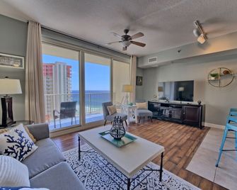Shores of Panama 1709, 1 Bedroom, Pool Access, WiFi, Spa, Sauna, Sleeps 6 - Panama City Beach - Pokój dzienny