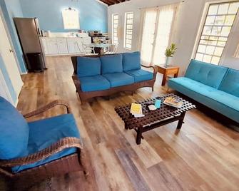 5 minute walk to the beach m 2 BR cottage with old school island pool. - Saint Thomas Island - Living room