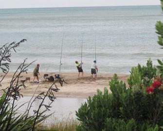 Ocean-front beach house with warm outside shower. - Whakataki - Playa