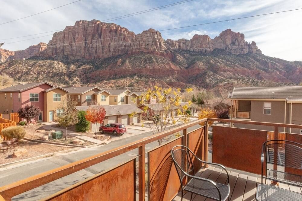 Balcony view of Townhome 4 in Springdale, at Zion National Park