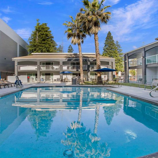 Pool view of SureStay Plus Hotel by Best Western Sacramento North