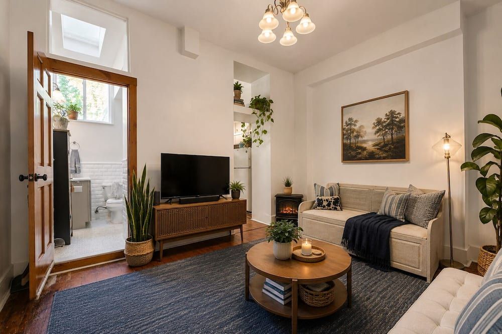 Stylish 1br W/ Outdoor Lounge Near Downtown Newark, Ewr & Penn Station - Newark - Sala de estar