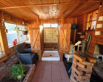 Glamping, off-grid adventure at peace-friendly cabin on 10 acres w/ STARGAZING! - Fredonia - Living room