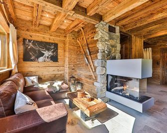 Chalet Hohneck 4 étoiles, vieux bois et pierre, SPA, sauna, borne de recharge - Stosswihr - Salon