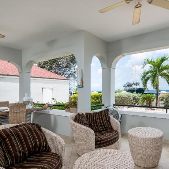 Balcony view of Luxury Seafront 4p large ground floor apartment