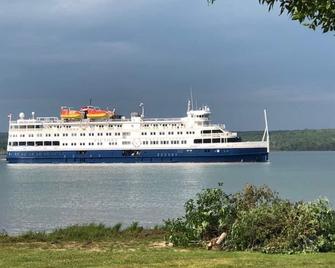 Freighters In Front Yard! Private Sandy Beach - Large Deck - Best View On River - Sault Ste. Marie - Outdoors view