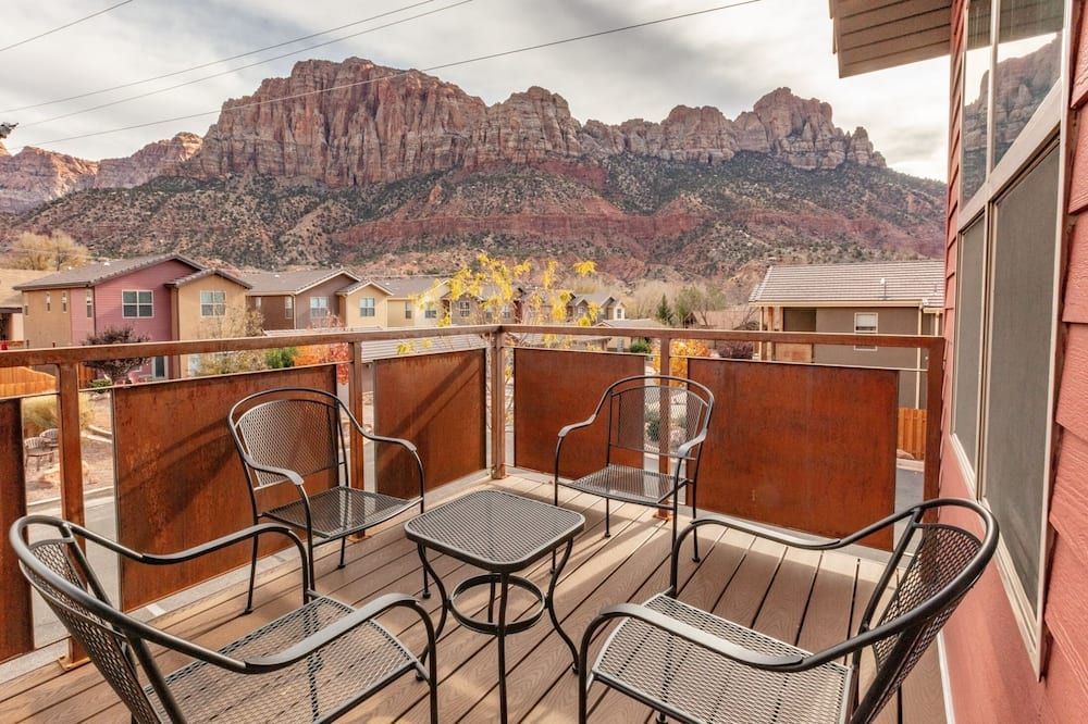 Balcony view of Townhome 3 in Springdale, at Zion National Park
