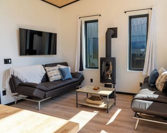 Modern Cabin+Nordic Spa w/ Sauna, Hot Tub & Cold Plunge - Homer - Living room