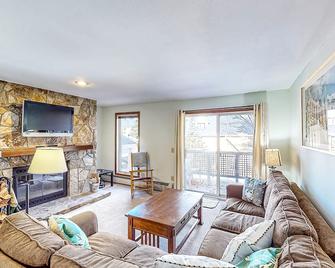 Ski-in/ski-out condo with deck, wood-burning fireplace, & community amenities - Dover - Living room