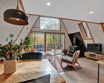 Dreamtime - Modern A-frame Cabin w/ Hot tub - Berkeley Springs - Living room