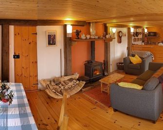 Idyllic Connemara cottage with sweeping sea, island and mountain views. - Letterfrack - Living room