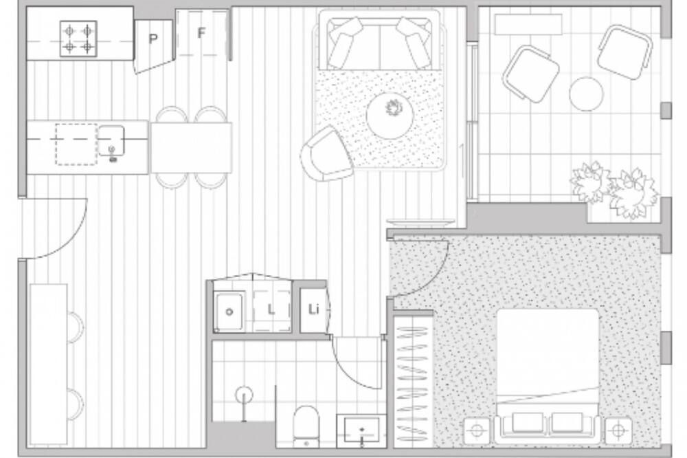 Southbank 1-Bed Resort with Study, Pool and Gym - Melbourne - Floorplan