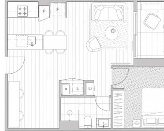 Southbank 1-Bed Resort with Study, Pool and Gym - Melbourne - Floorplan
