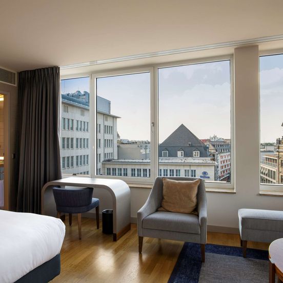 Bedroom view of Hilton Cologne