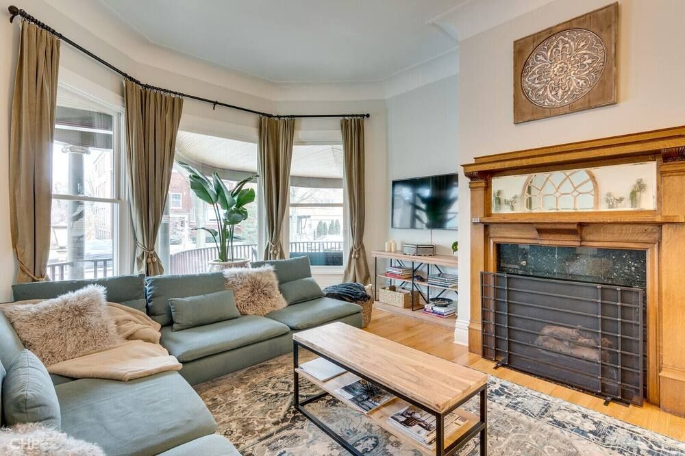 Living room view of Modern Victorian With Old World Charm