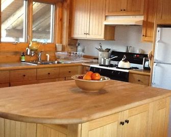 Forever Views Secluded Mountain Top Log Cabin 5 m from Stmbt for 30 Day Rental - Steamboat Springs - Kitchen