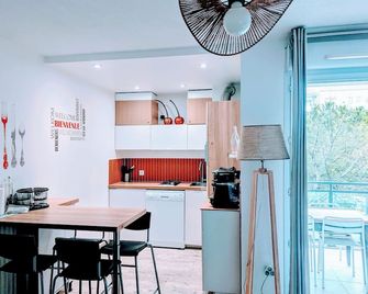 F2 garage box WiFi terasse clim Gare Fac Eco Richter - Montpellier - Küche