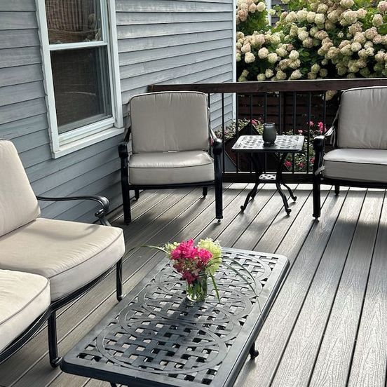 Balcony view of 2bed/2bath with water views, large deck, walking distance to beach/restaurants