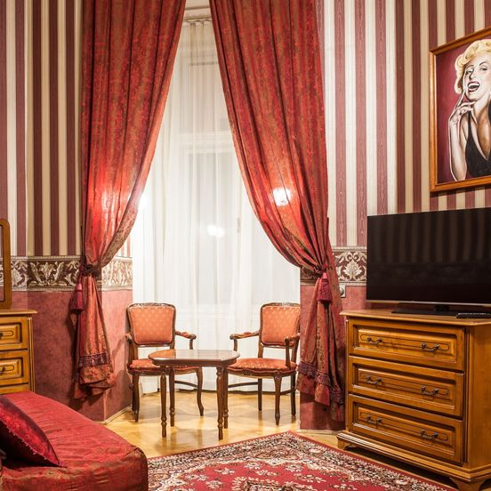 Living room view of Cotton House Hotel Budapest