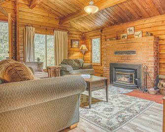 Moondance Cabin - Secluded Creekside Log Cabin, Fireplace, Hot Tub - Rhododendron - Living room
