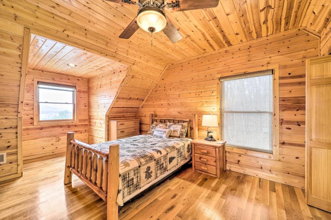 Bedroom view of Picturesque NC Cabin with Fire Pit and Mtn Views!
