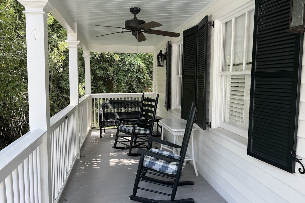 Balcony view of Carriage House Under Live Oaks In Historic Beaufort Sc