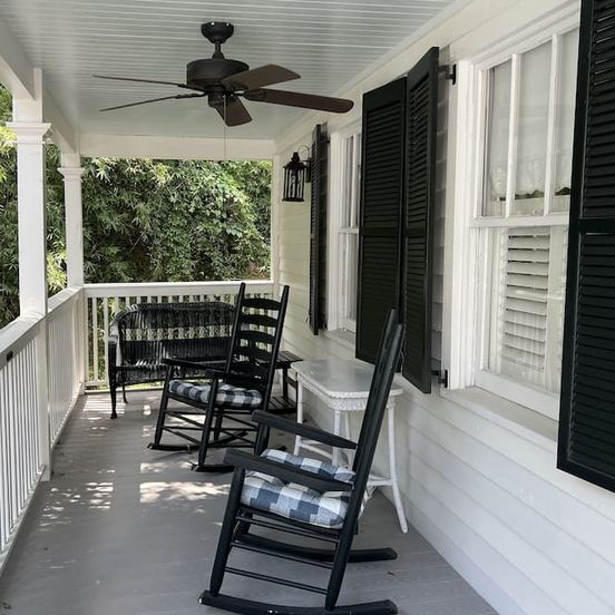 Balcony view of Carriage House Under Live Oaks In Historic Beaufort Sc