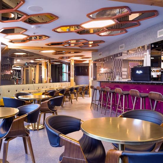 Bar view of Pangea Pod Hotel