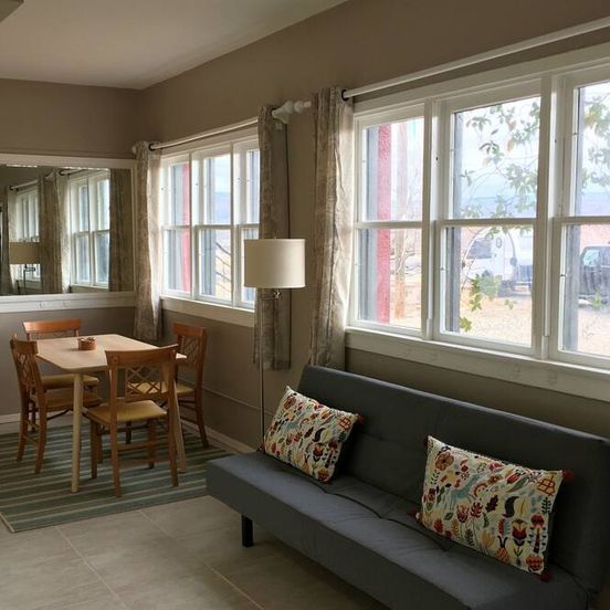 Living room view of Historic Clarkdale apartment #104