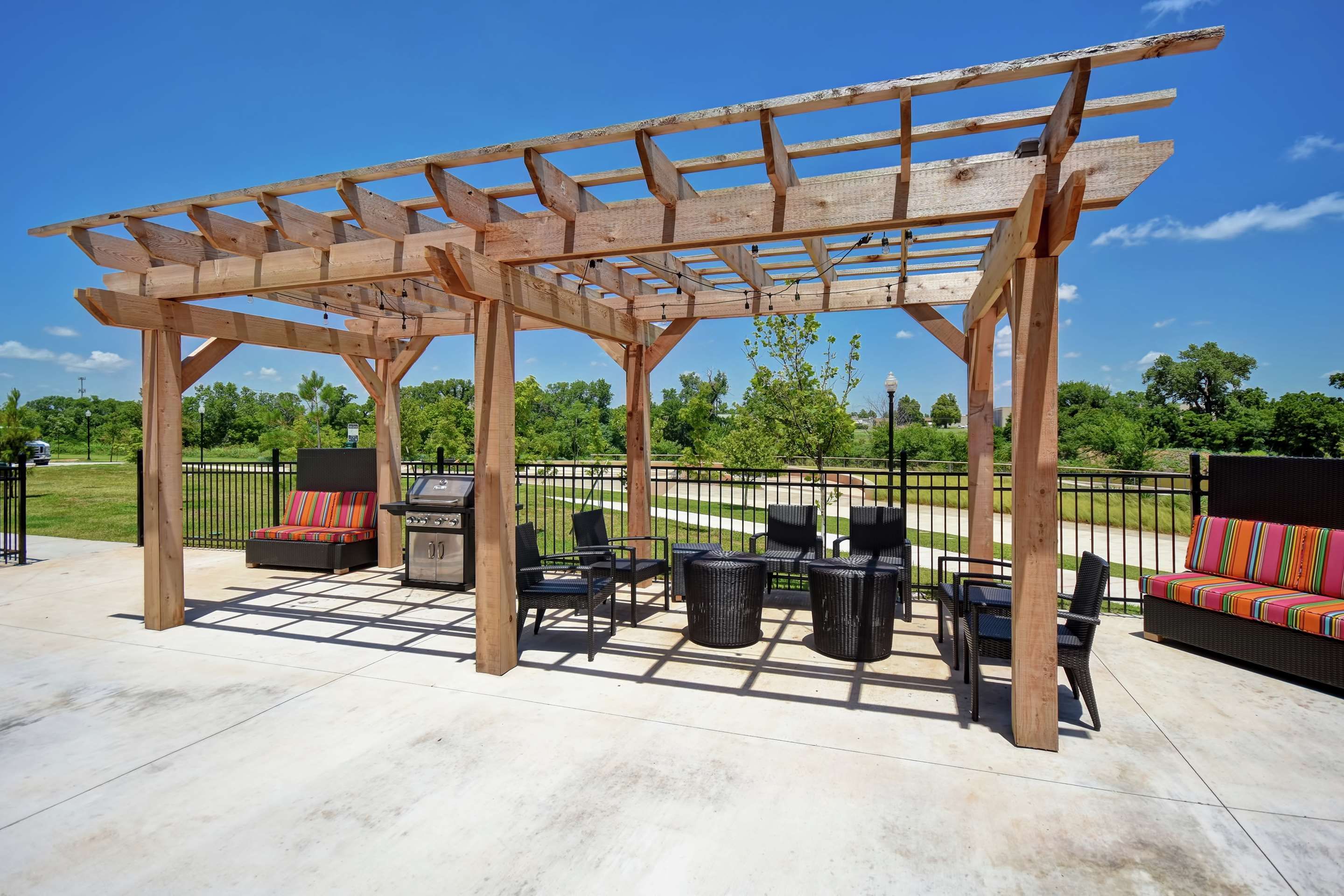 Patio view of Home2 Suites by Hilton Oklahoma City Airport
