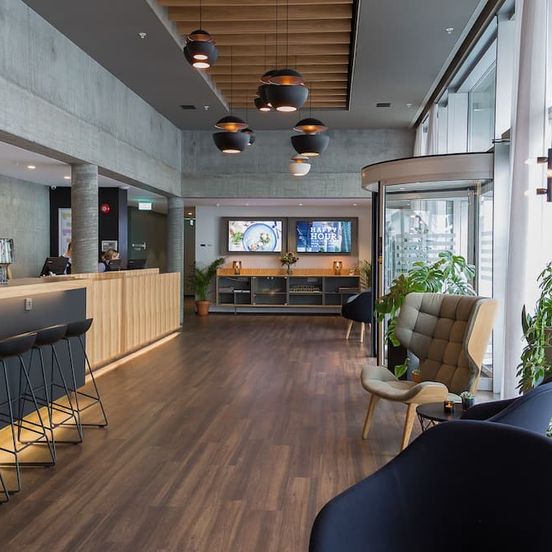 Front desk view of Midgardur by Center Hotels