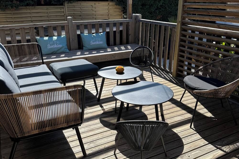 6-person air-conditioned luxury bungalow with private Jacuzzi in enclosed garden - La Garde-Freinet - Balkon