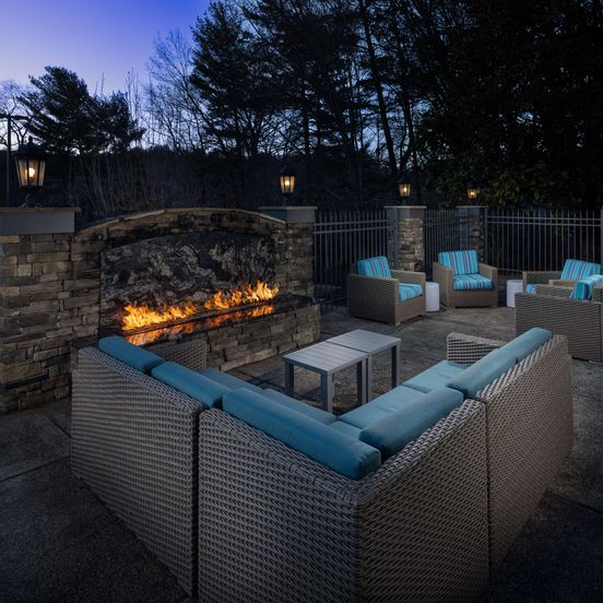 Patio view of Hampton Inn Asheville-Tunnel Road