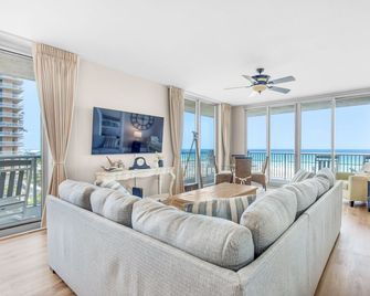Breathtaking Gulf and Bay Views-3BR Emerald Dolphin 610 - Pensacola Beach - Wohnzimmer