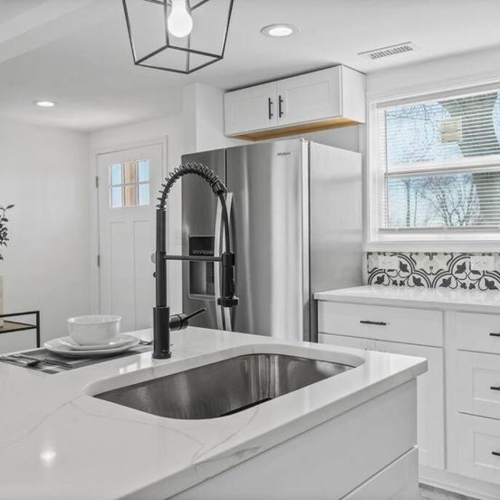 Kitchen view of Newly Renovated Modern Farmhouse