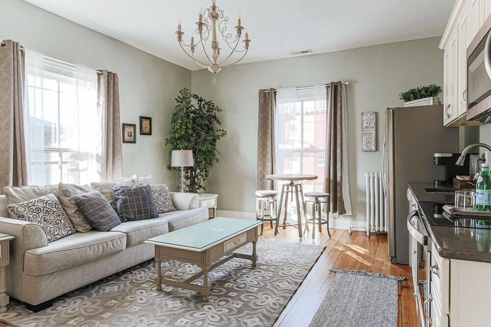 Living room view of The Bons Amis Suite