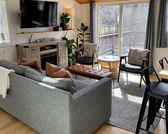 1 mile to beach! Bright, Private Designer Beach Cottage Close To Warren Dunes - Sawyer - Living room