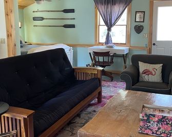 Saranac Lake Adirondack Modern Loft-fire pit, river access, 100 acre forest - Saranac Lake - Huiskamer