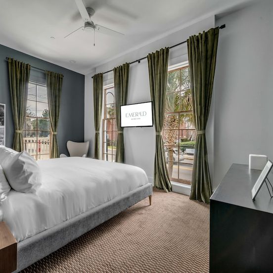 Bedroom view of The Emerald Boutique Stays